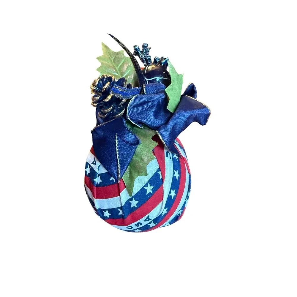 Vintage Handcrafted Patriotic Christmas Ornament  Quilted Folk Art USA